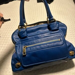 Blue Leather Handbag